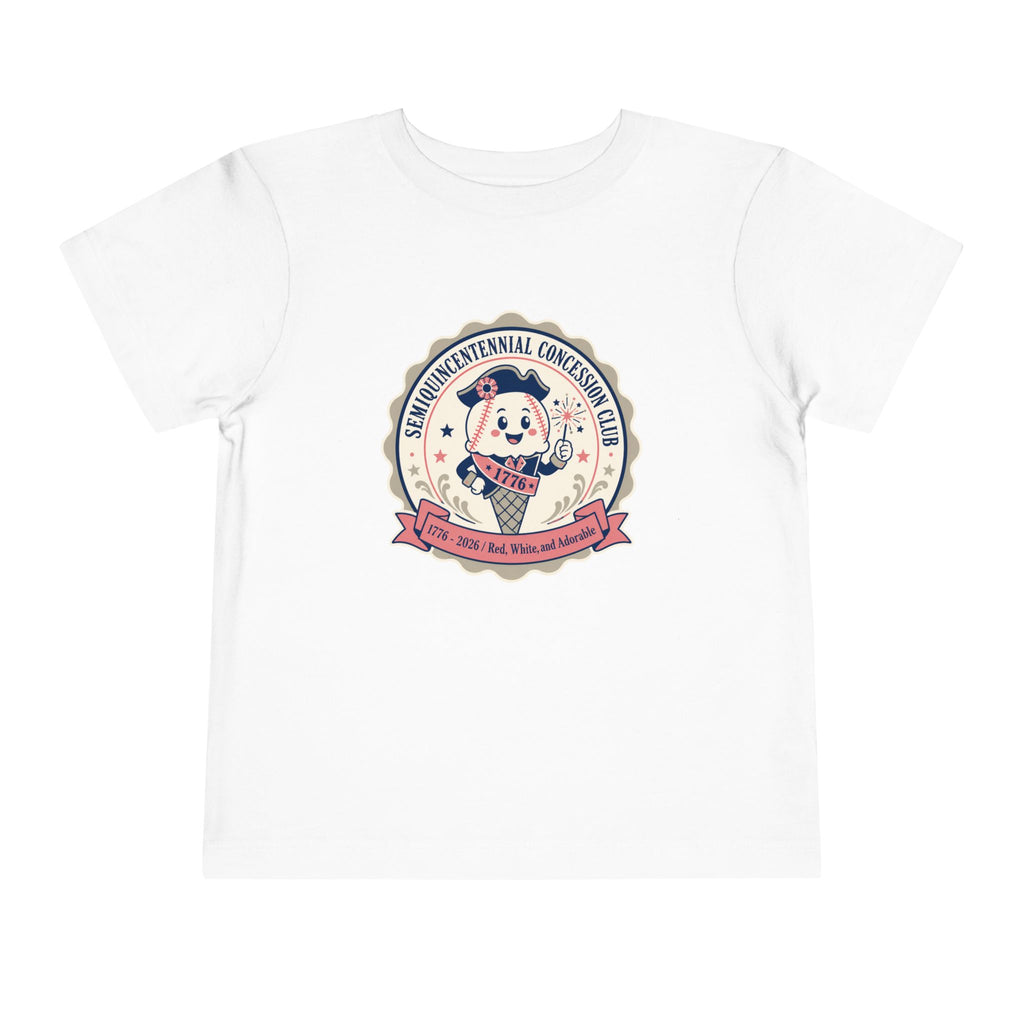 Retro Ice Cream Mascot Toddler Tee – Semiquincentennial Concession Club Kids Shirt (1776–2026)