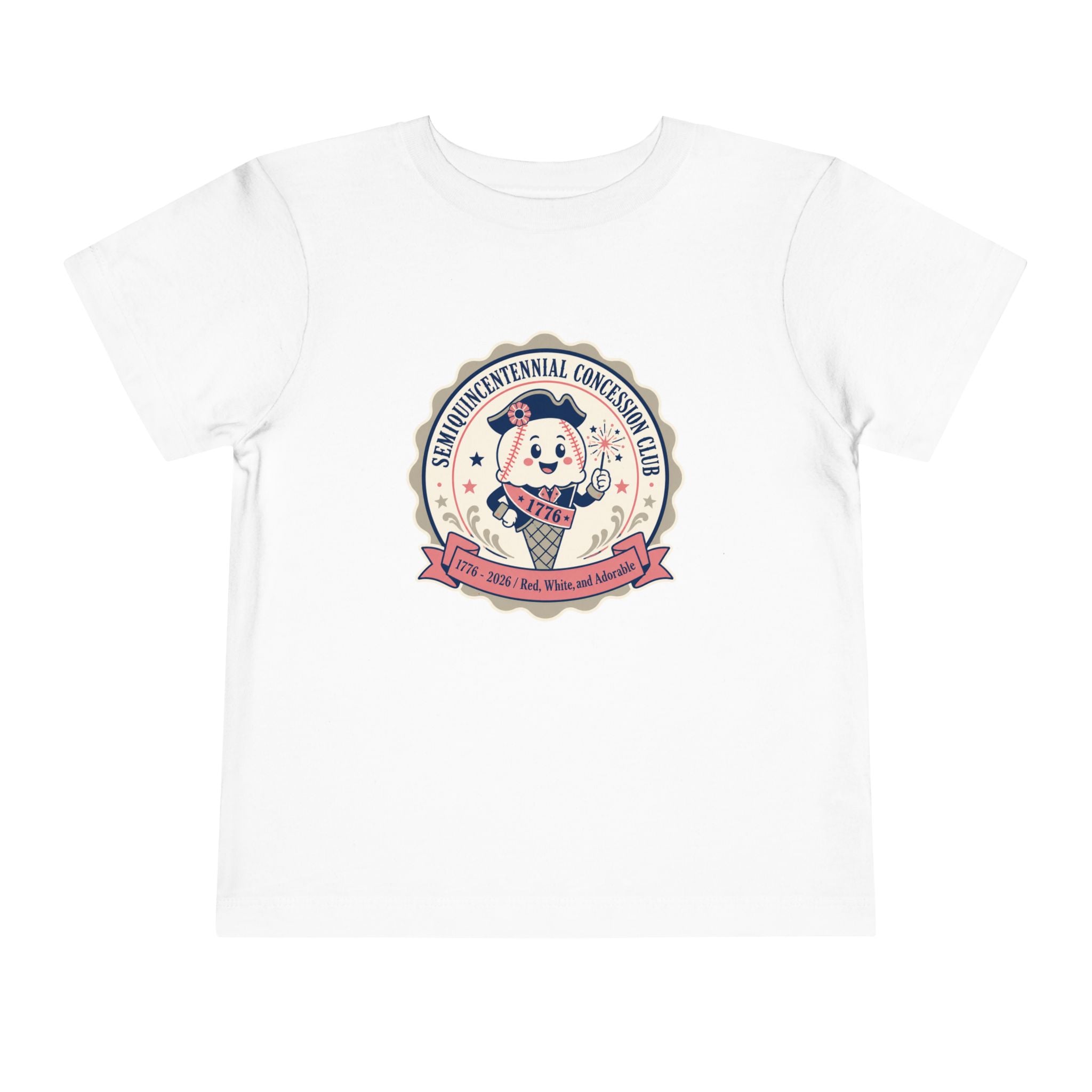 Retro Ice Cream Mascot Toddler Tee – Semiquincentennial Concession Club Kids Shirt (1776–2026)