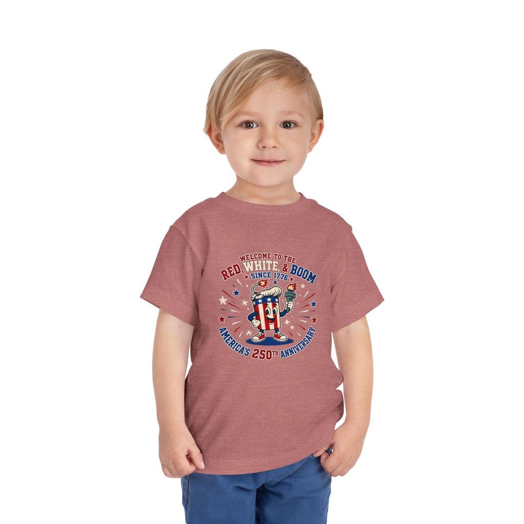 Toddler Tee - "Red, White & Boom" America's 250th Anniversary Patriotic Shirt