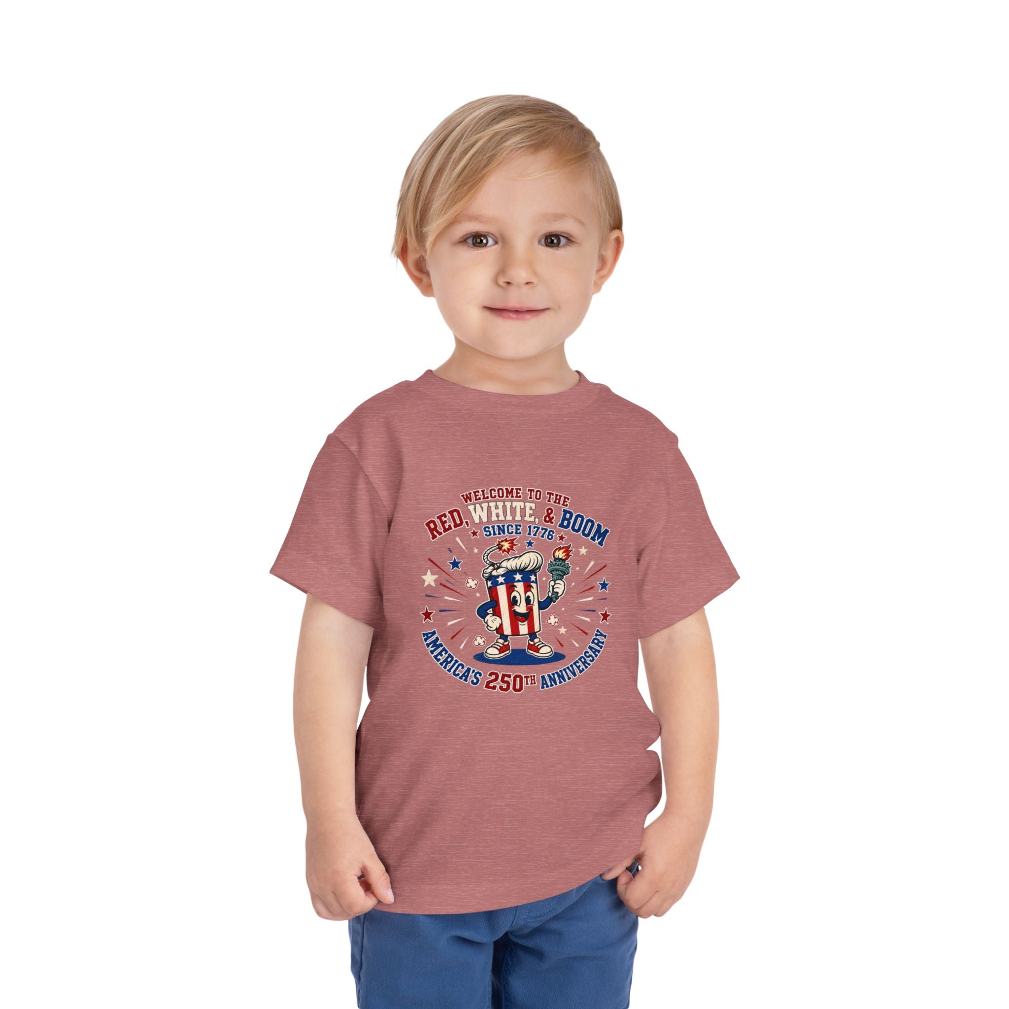 Toddler Tee - "Red, White & Boom" America's 250th Anniversary Patriotic Shirt