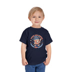 Retro Popcorn Toddler Tee — “Poppin’ Into Freedom” 250th Anniversary Patriotic Popcorn Graphic
