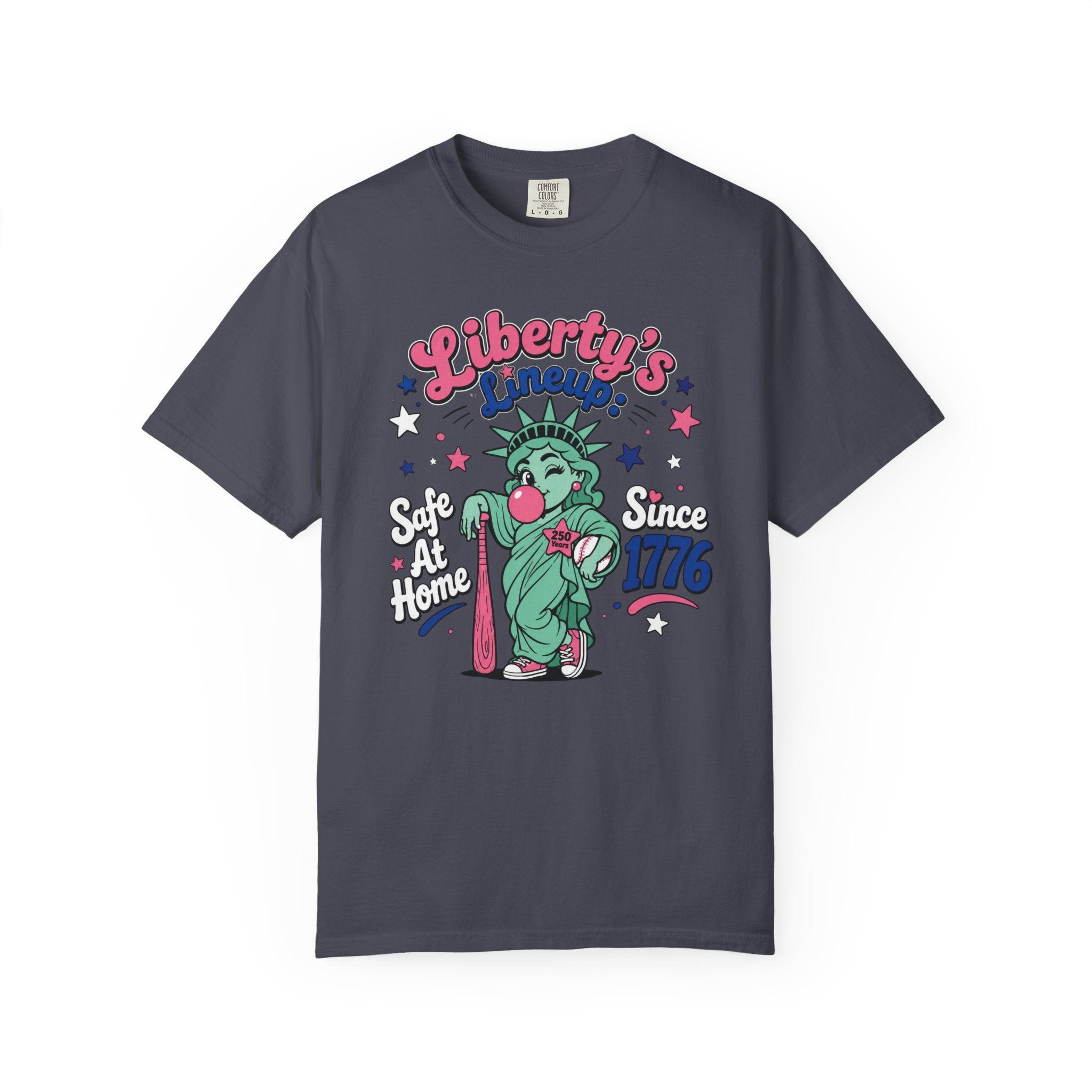 T-Shirt — "Liberty's Lineup" Statue of Liberty Funny 1776 Fourth of July Tee