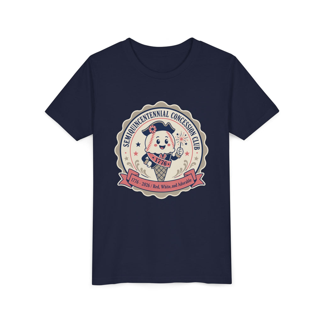 Youth Tee - Semiquincentennial Concession Club Retro Mascot Kids Shirt (1776–2026)