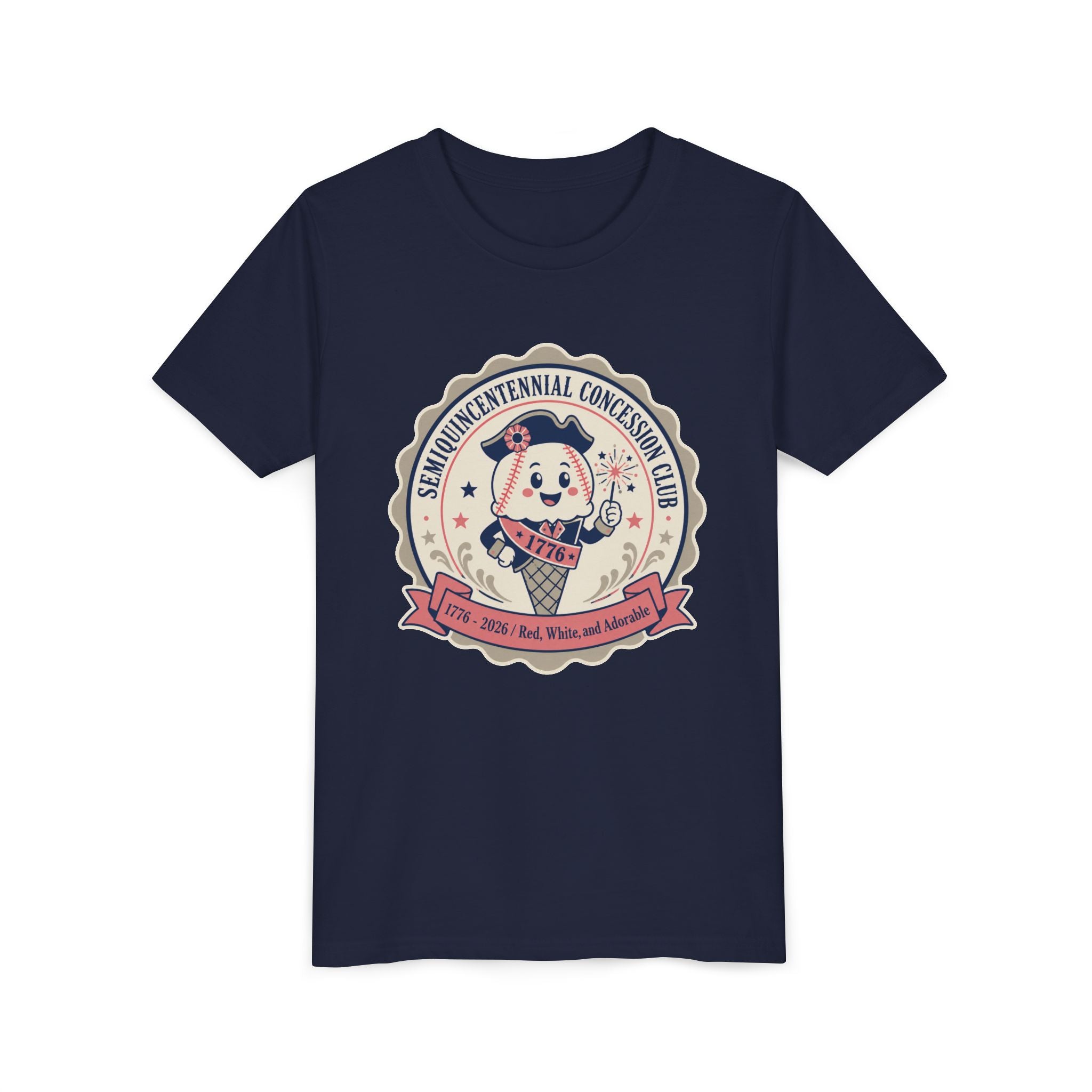 Youth Tee - Semiquincentennial Concession Club Retro Mascot Kids Shirt (1776–2026)