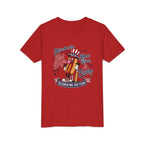 Youth Tee – 'Here for the Hot Dogs, Home Runs & Freedom' Patriotic 4th of July Baseball Shirt