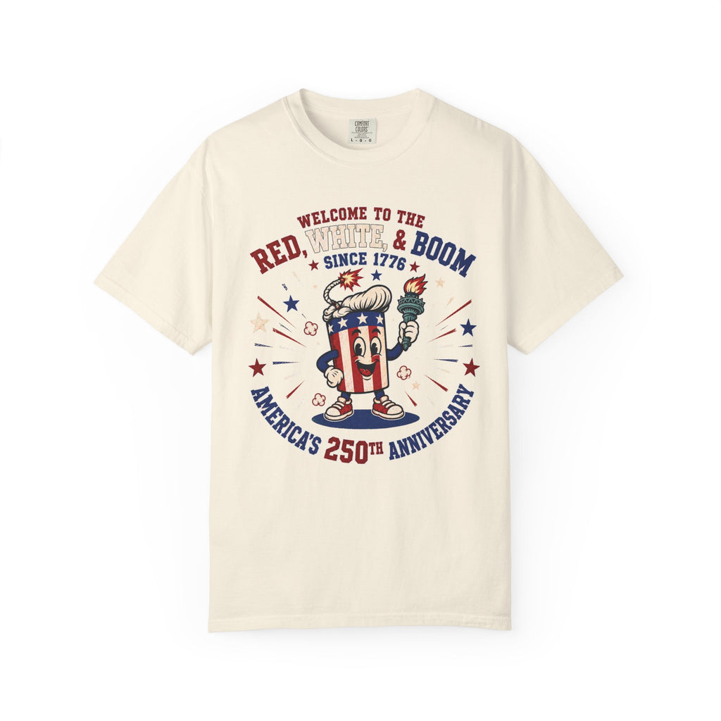 T-Shirt — "Red, White & Boom" America's 250th Anniversary Patriotic Tee