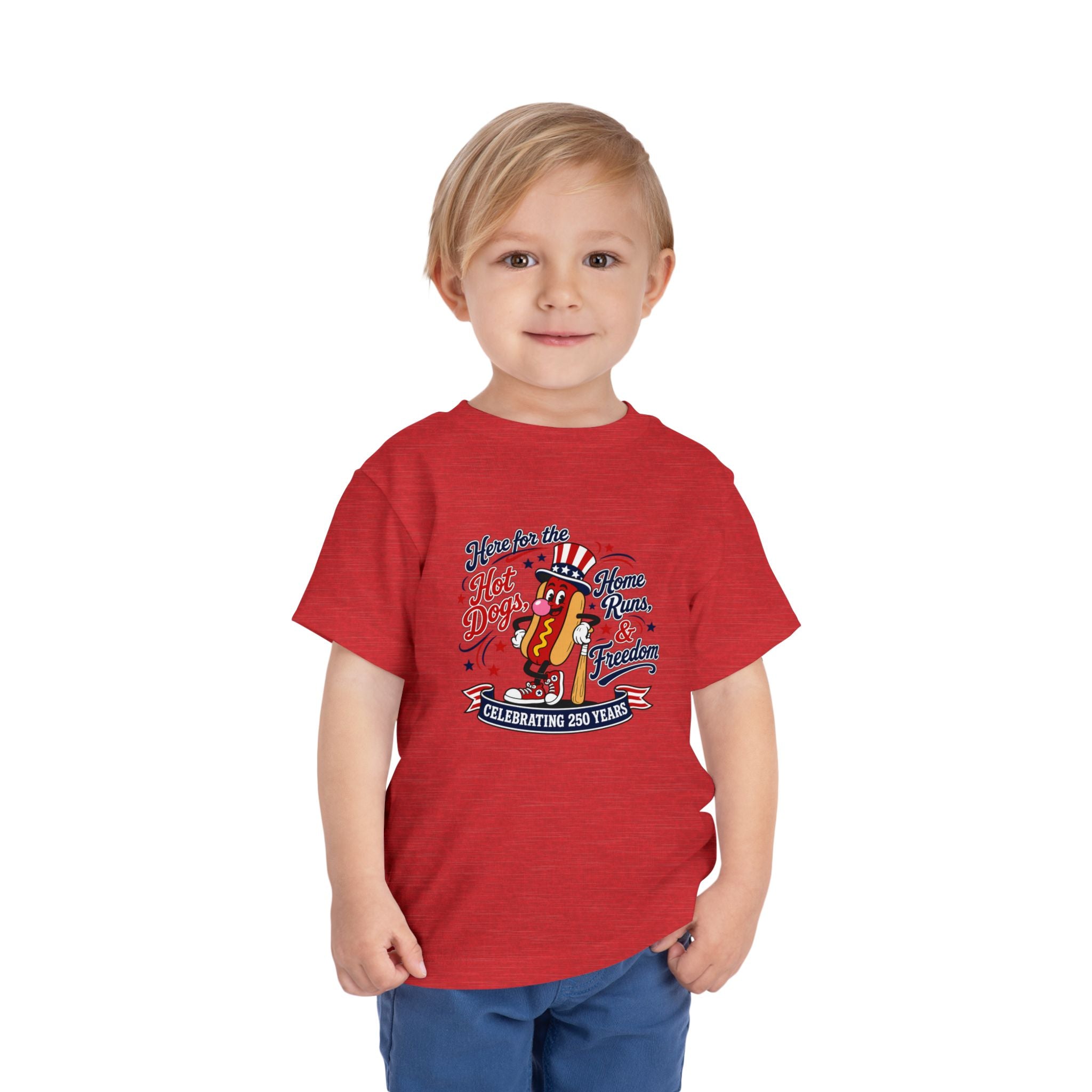 Patriotic 'Here for the Hot Dogs' Toddler Tee — 4th of July Kids Shirt