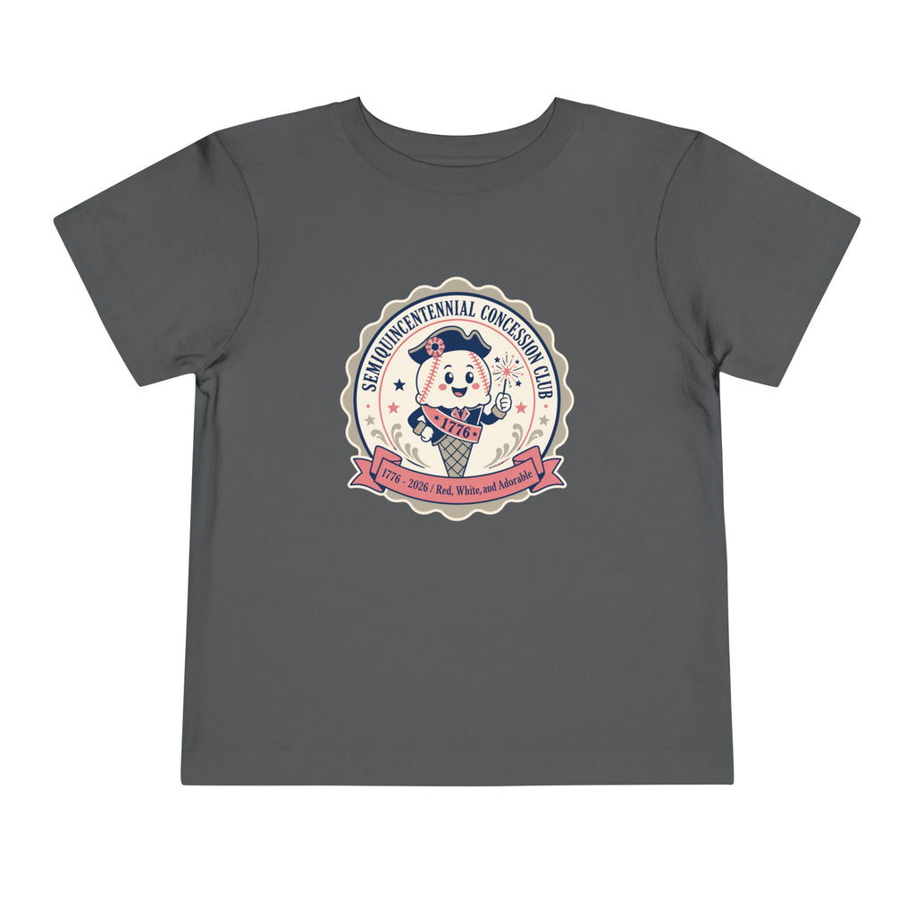 Retro Ice Cream Mascot Toddler Tee – Semiquincentennial Concession Club Kids Shirt (1776–2026)