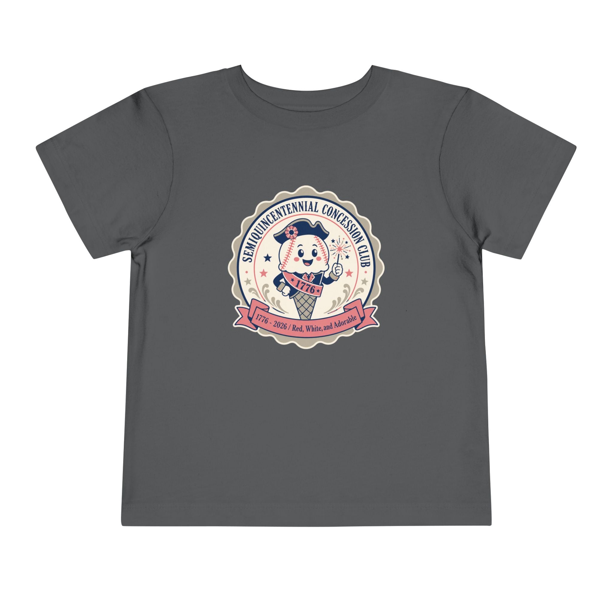 Retro Ice Cream Mascot Toddler Tee – Semiquincentennial Concession Club Kids Shirt (1776–2026)