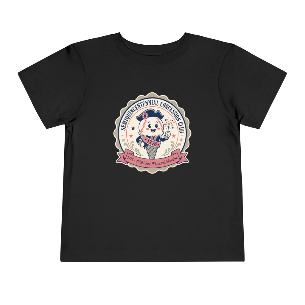 Retro Ice Cream Mascot Toddler Tee – Semiquincentennial Concession Club Kids Shirt (1776–2026)