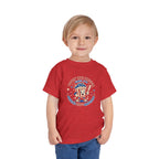 Retro Popcorn Toddler Tee — “Poppin’ Into Freedom” 250th Anniversary Patriotic Popcorn Graphic