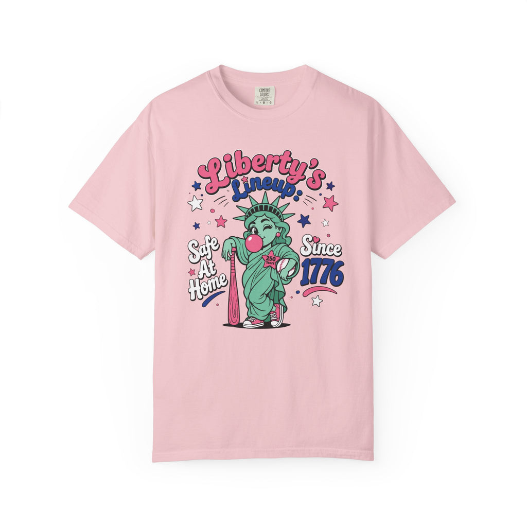 T-Shirt — "Liberty's Lineup" Statue of Liberty Funny 1776 Fourth of July Tee