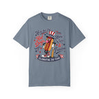 T-Shirt — 'Here for the Hot Dogs, Home Runs & Freedom' 250th Celebration Patriotic Tee
