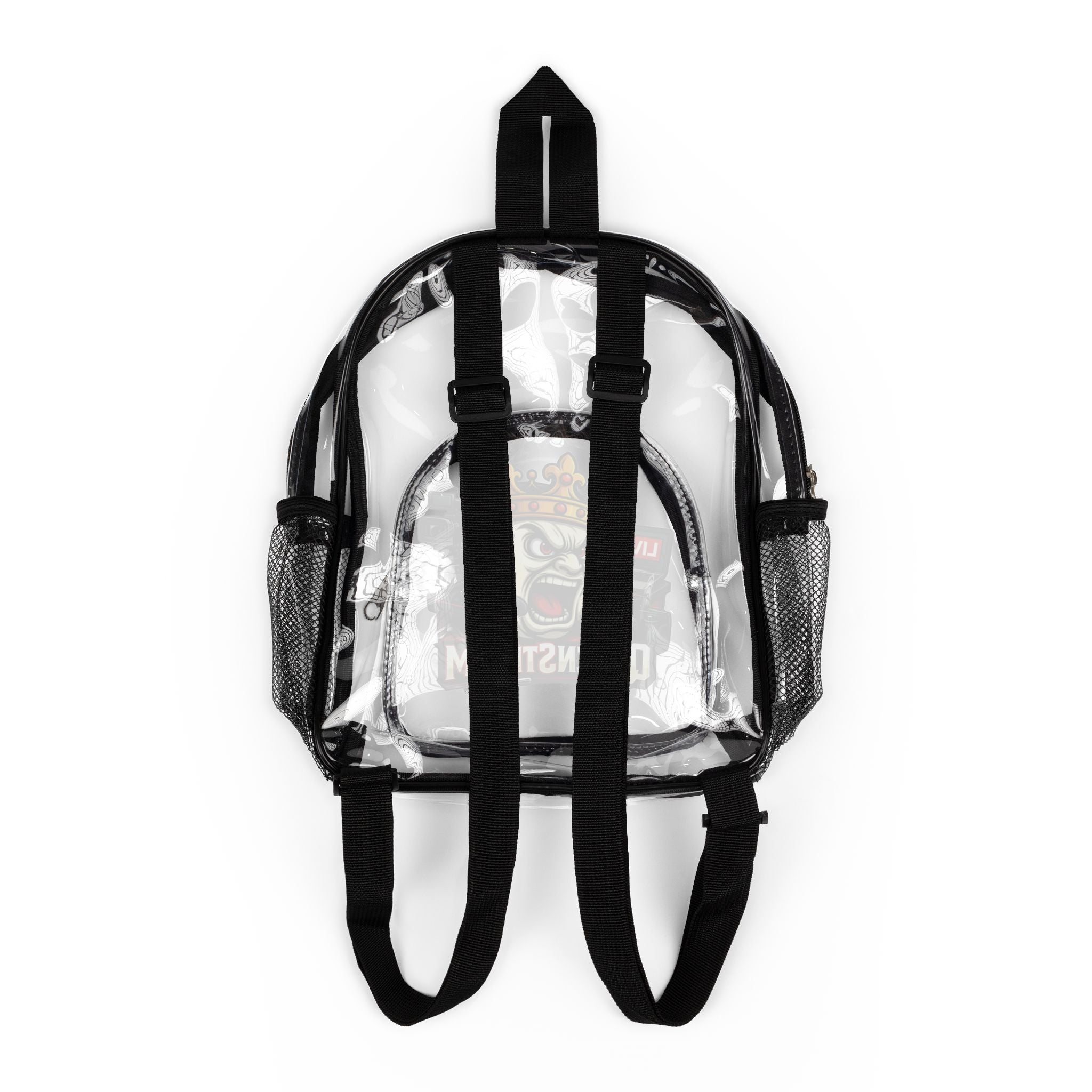 Clear Stadium Backpack — Transparent School & Game Day Bag with Front Logo Pocket