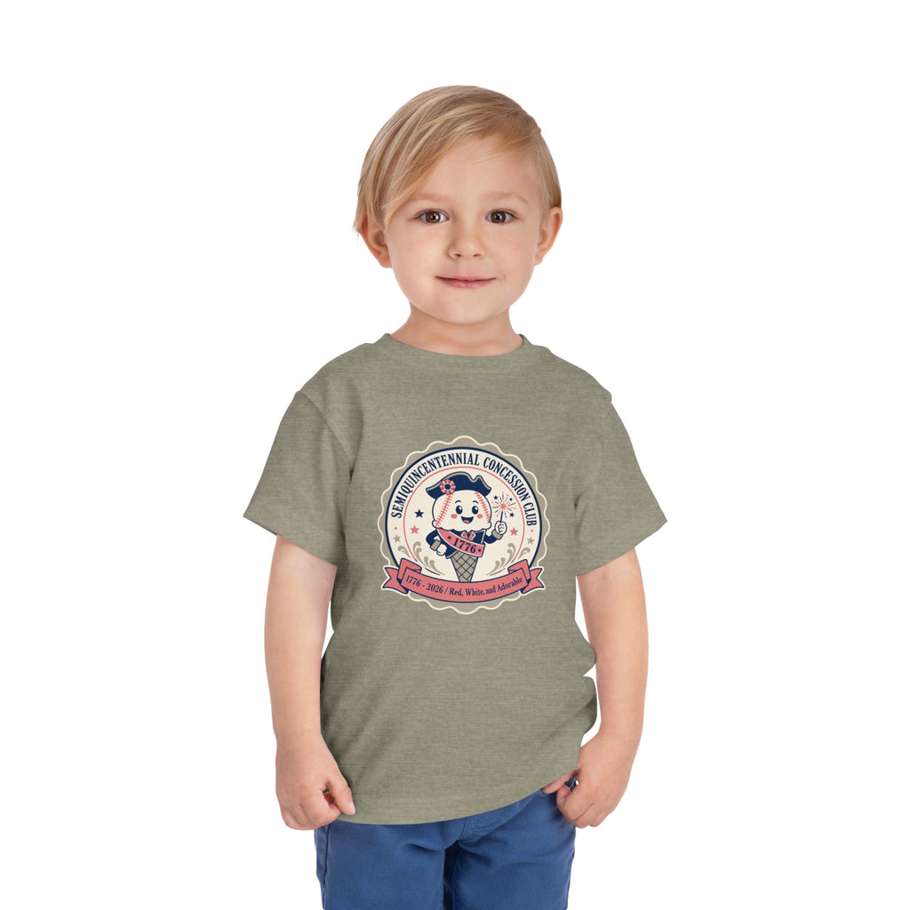 Retro Ice Cream Mascot Toddler Tee – Semiquincentennial Concession Club Kids Shirt (1776–2026)