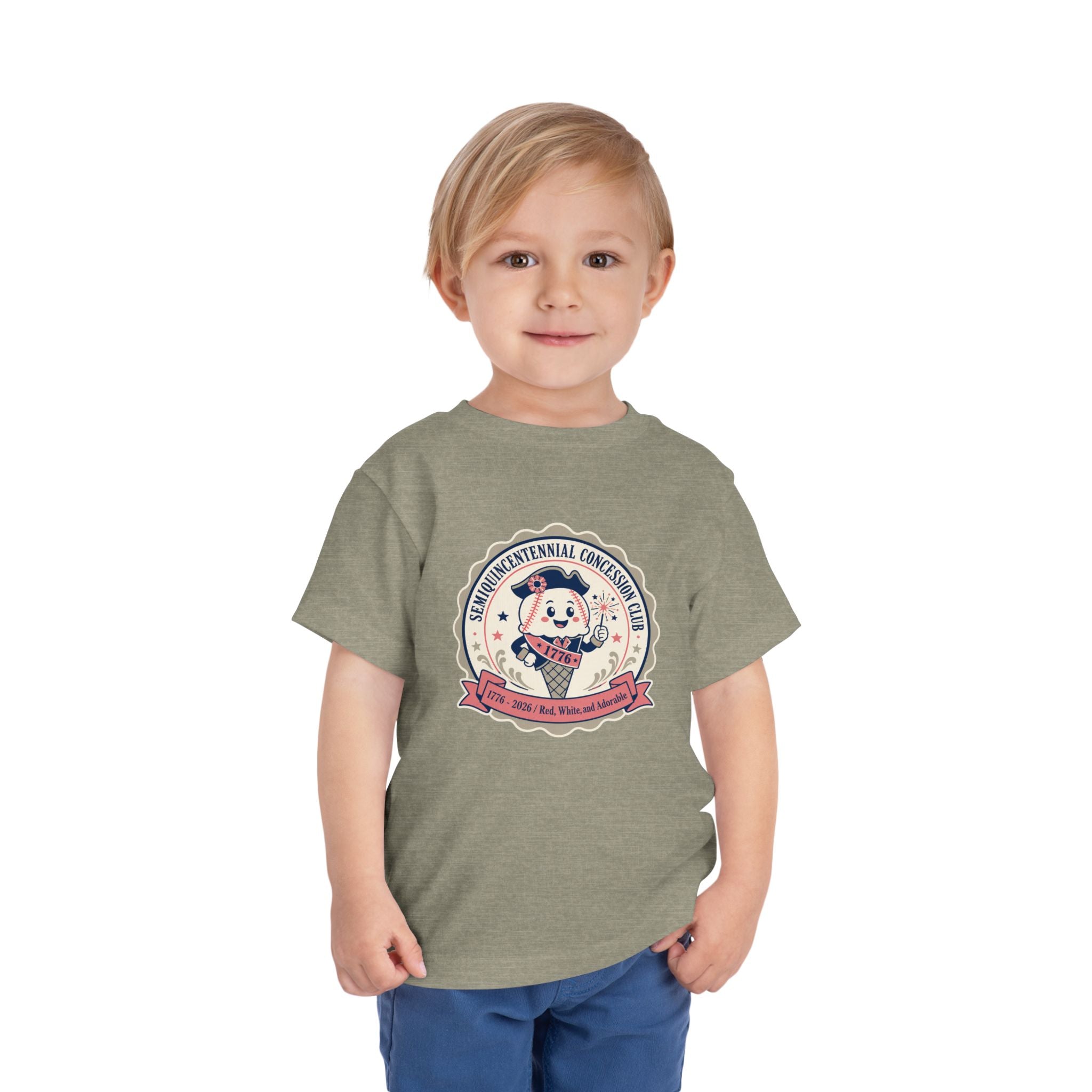 Retro Ice Cream Mascot Toddler Tee – Semiquincentennial Concession Club Kids Shirt (1776–2026)