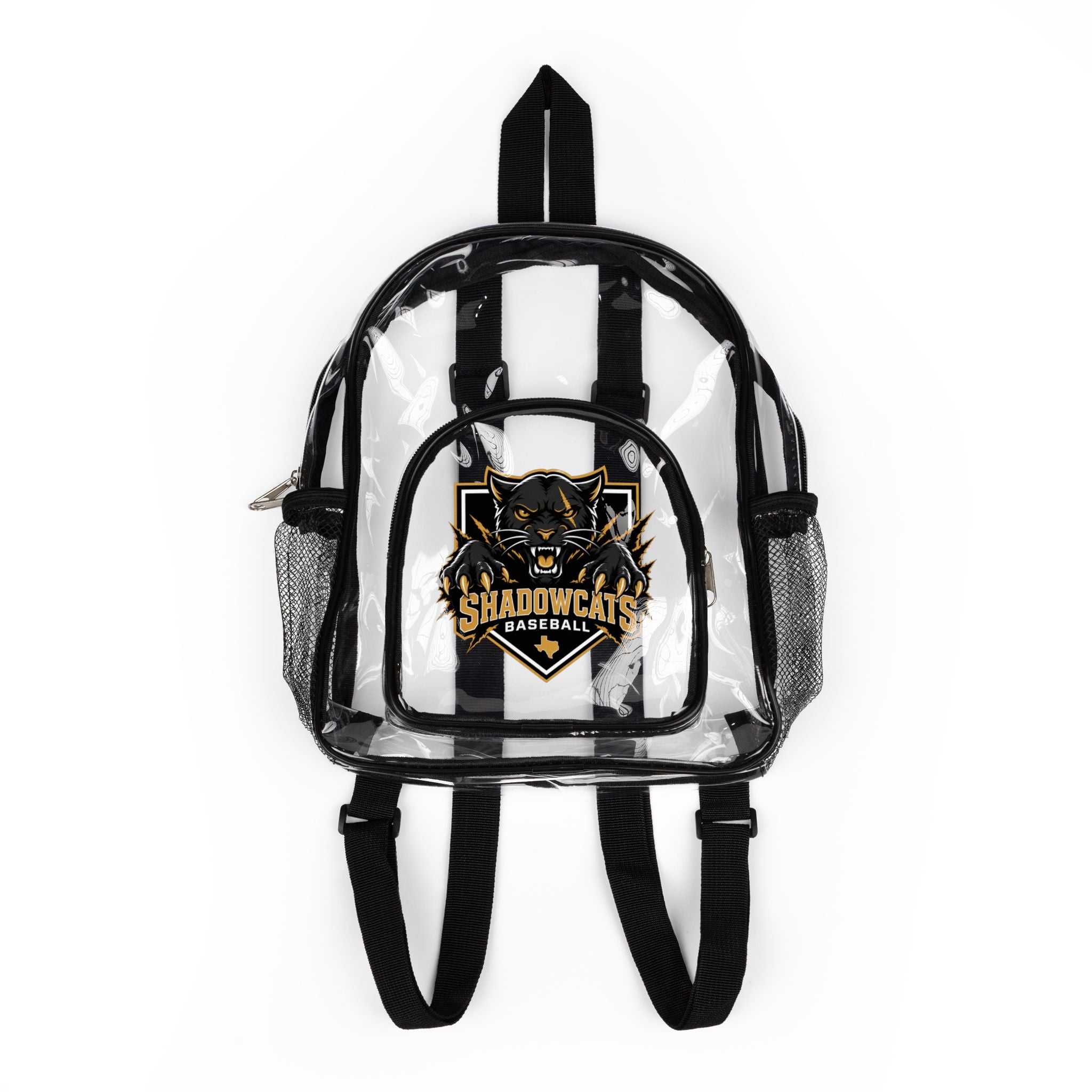 Clear Stadium Backpack — Transparent School & Game Day Bag with Front Logo Pocket