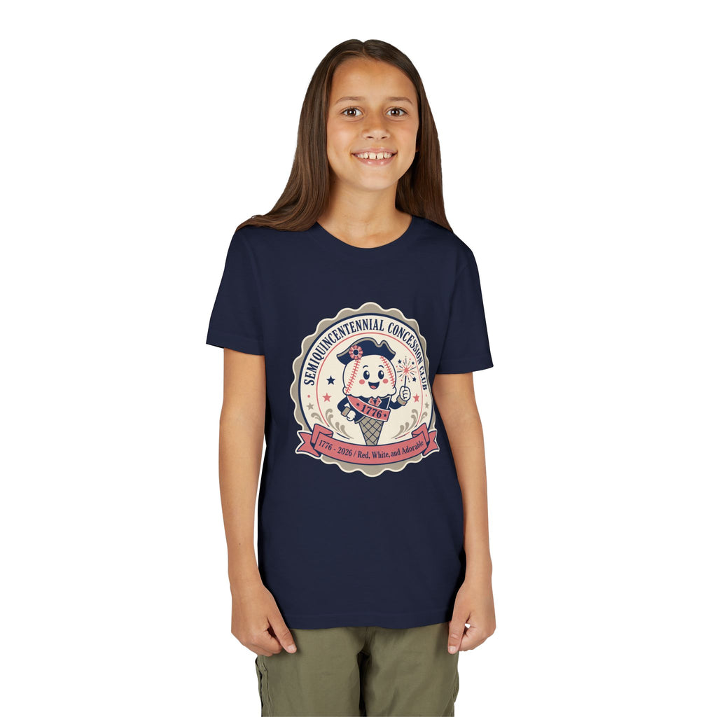 Youth Tee - Semiquincentennial Concession Club Retro Mascot Kids Shirt (1776–2026)