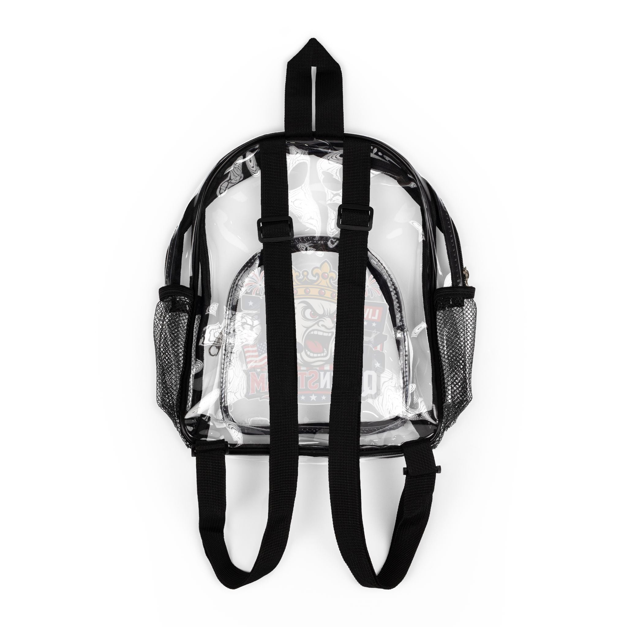 Clear Stadium Backpack — Transparent School & Game Day Bag with Front Logo Pocket