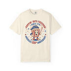 T-Shirt — "Poppin' Into Freedom" 250th Anniversary Patriotic Popcorn Tee