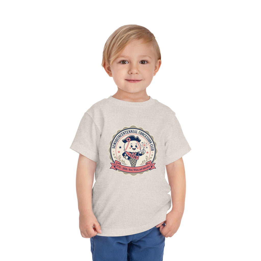 Retro Ice Cream Mascot Toddler Tee – Semiquincentennial Concession Club Kids Shirt (1776–2026)