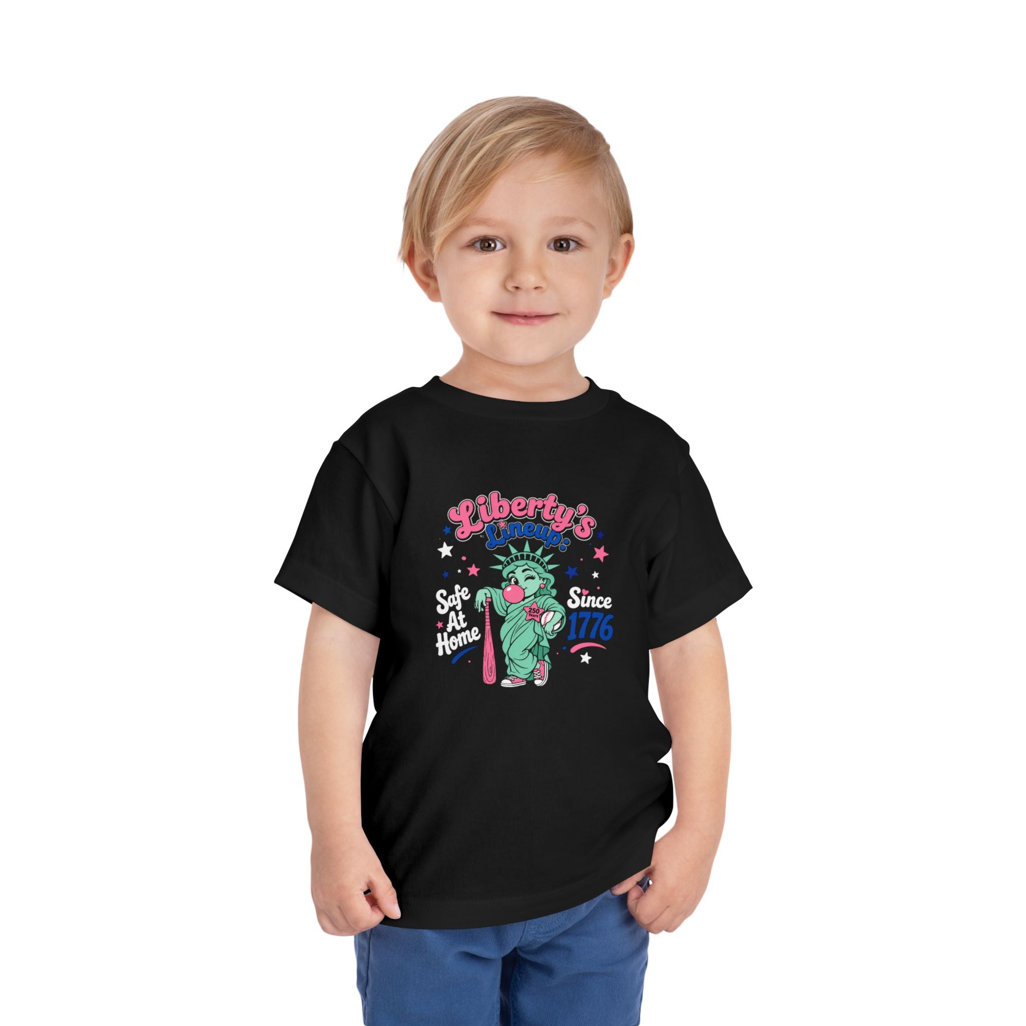 Liberty's Lineup Toddler Tee — Statue of Liberty 'Safe At Home' 1776 Patriotic Shirt