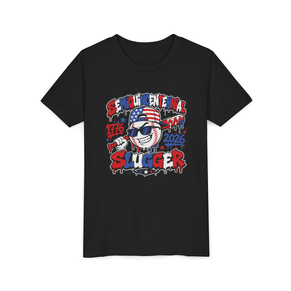 Youth Tee - 'Semiquincentennial Slugger 1776-2026' Patriotic 250th Anniversary Baseball Shirt