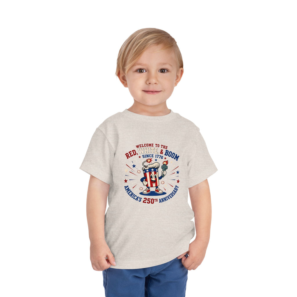 Toddler Tee - "Red, White & Boom" America's 250th Anniversary Patriotic Shirt