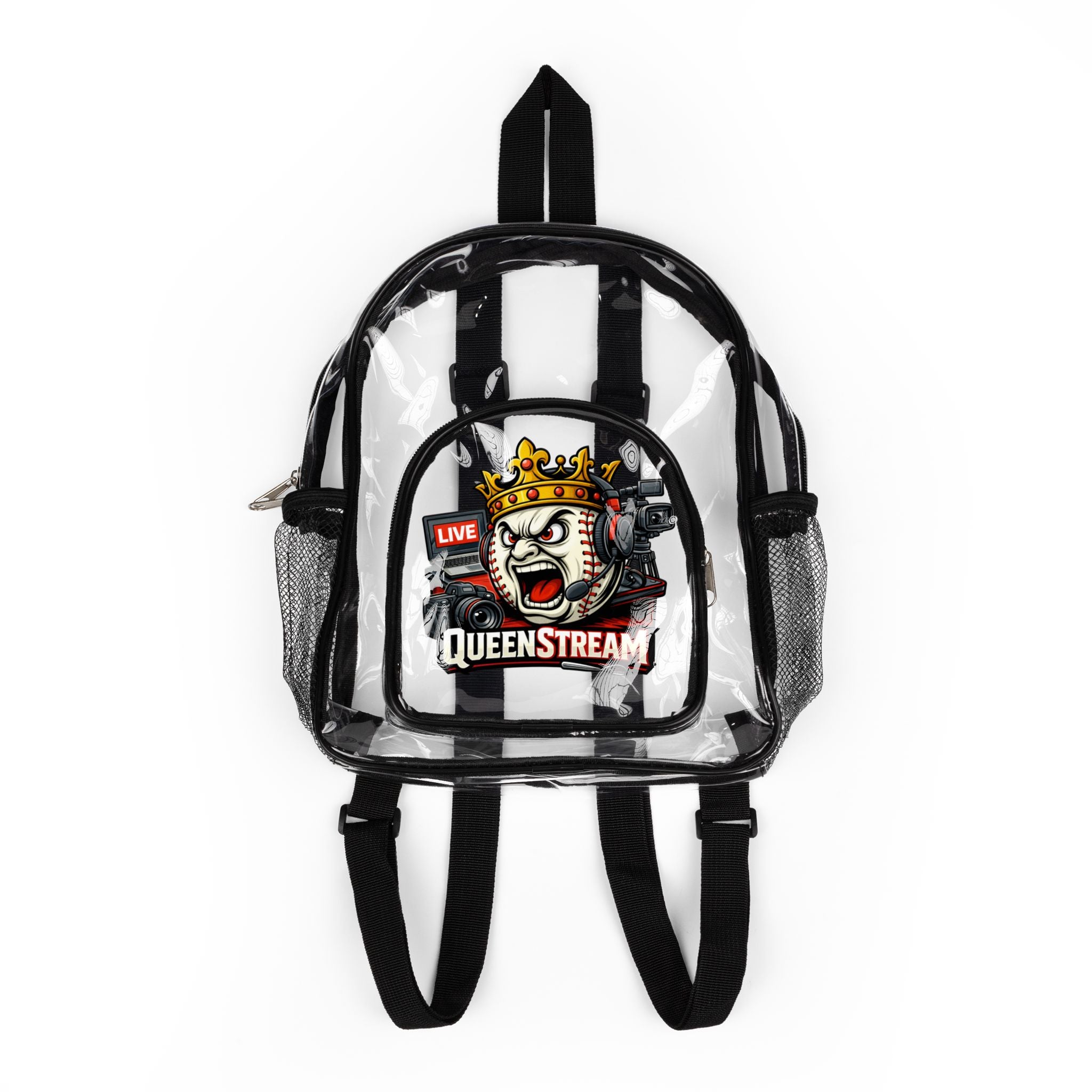 Clear Stadium Backpack — Transparent School & Game Day Bag with Front Logo Pocket