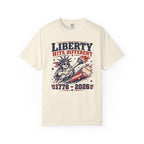 Liberty Hits Different T-Shirt — 1776–2026 Patriotic Statue of Liberty Baseball Tee
