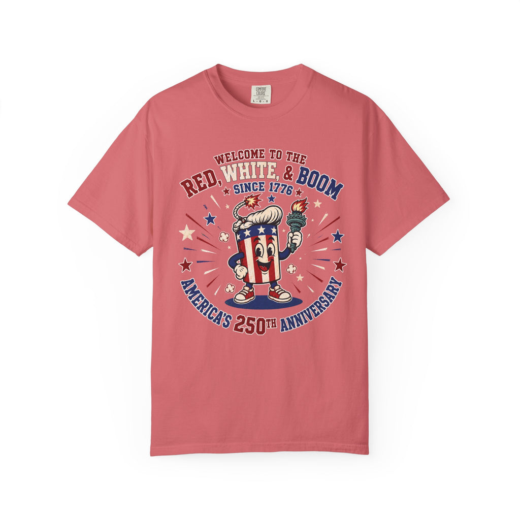 T-Shirt — "Red, White & Boom" America's 250th Anniversary Patriotic Tee