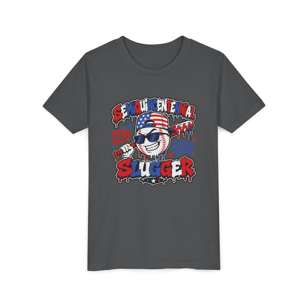 Youth Tee - 'Semiquincentennial Slugger 1776-2026' Patriotic 250th Anniversary Baseball Shirt