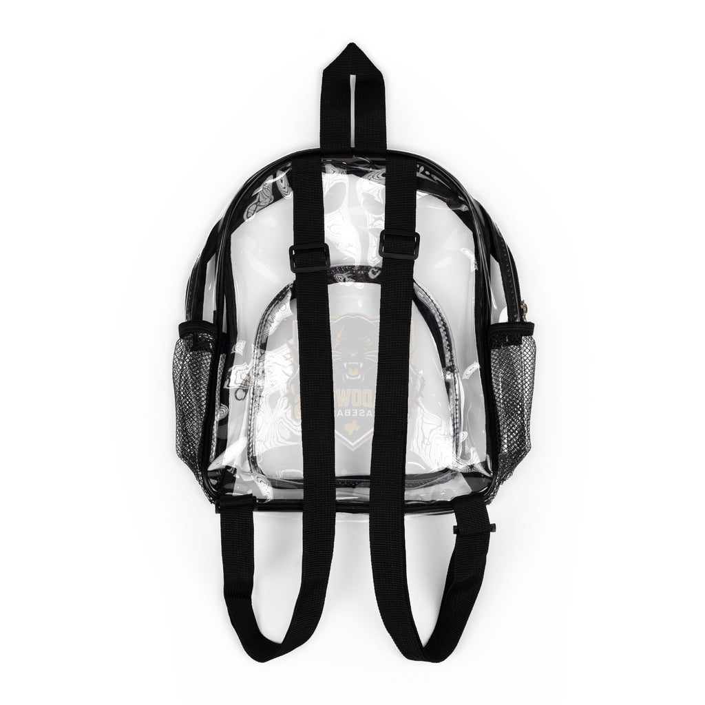 Clear Stadium Backpack — Transparent School & Game Day Bag with Front Logo Pocket