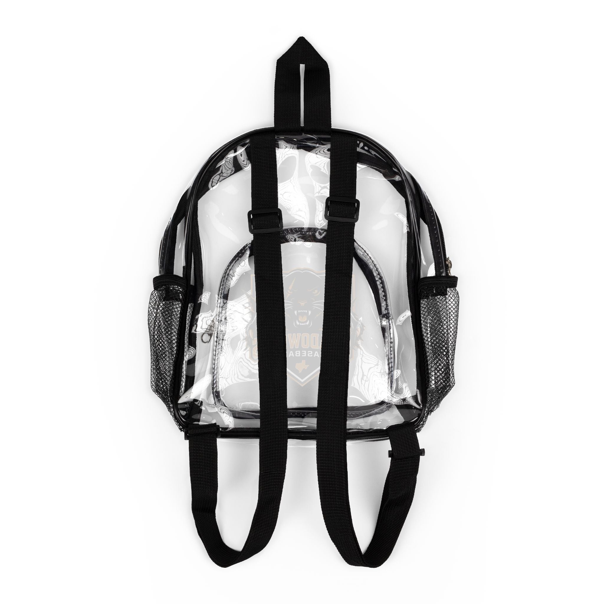 Clear Stadium Backpack — Transparent School & Game Day Bag with Front Logo Pocket