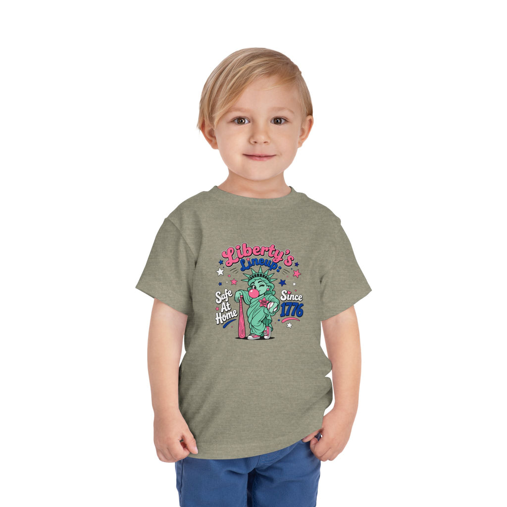 Liberty's Lineup Toddler Tee — Statue of Liberty 'Safe At Home' 1776 Patriotic Shirt