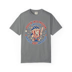 T-Shirt — "Poppin' Into Freedom" 250th Anniversary Patriotic Popcorn Tee