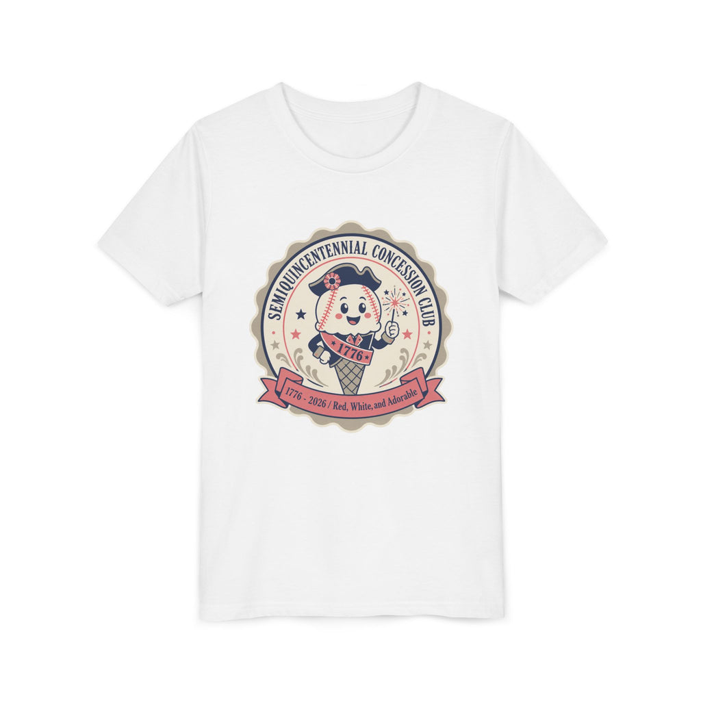 Youth Tee - Semiquincentennial Concession Club Retro Mascot Kids Shirt (1776–2026)