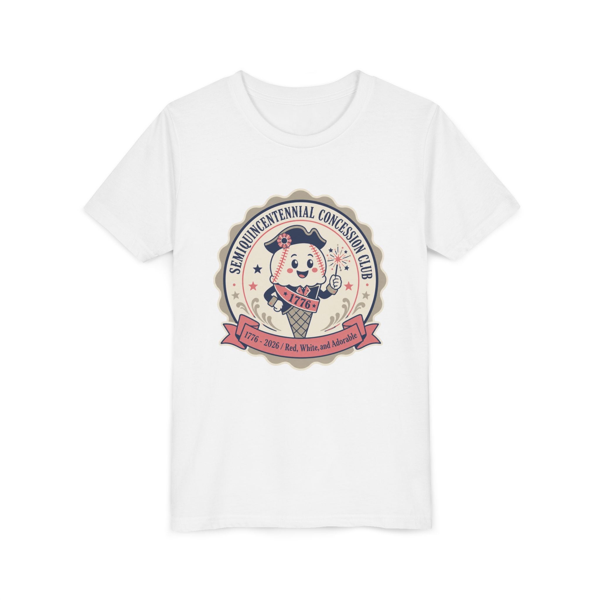 Youth Tee - Semiquincentennial Concession Club Retro Mascot Kids Shirt (1776–2026)
