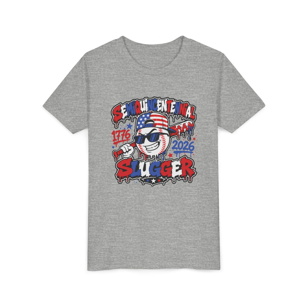 Youth Tee - 'Semiquincentennial Slugger 1776-2026' Patriotic 250th Anniversary Baseball Shirt
