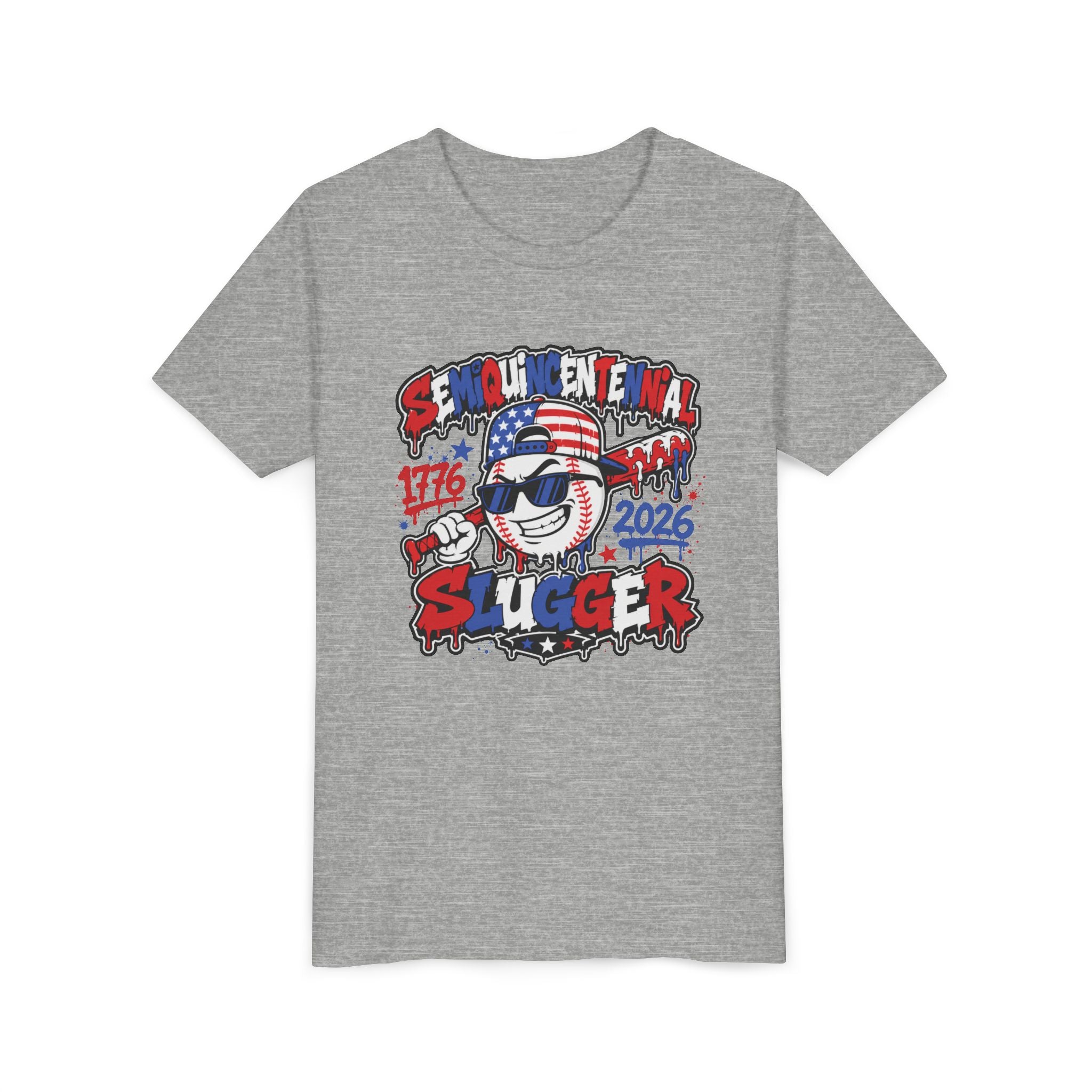 Youth Tee - 'Semiquincentennial Slugger 1776-2026' Patriotic 250th Anniversary Baseball Shirt