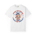 T-Shirt — "Poppin' Into Freedom" 250th Anniversary Patriotic Popcorn Tee