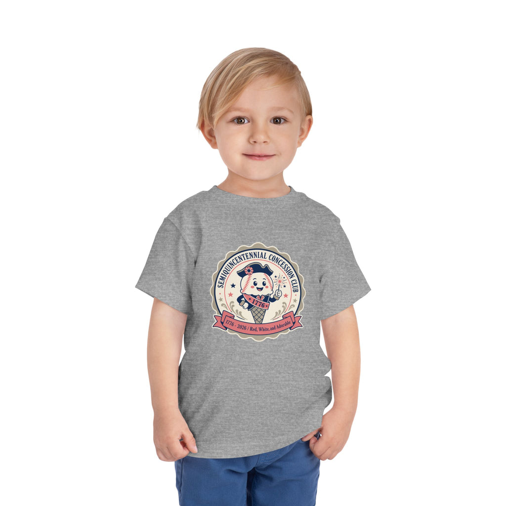 Retro Ice Cream Mascot Toddler Tee – Semiquincentennial Concession Club Kids Shirt (1776–2026)