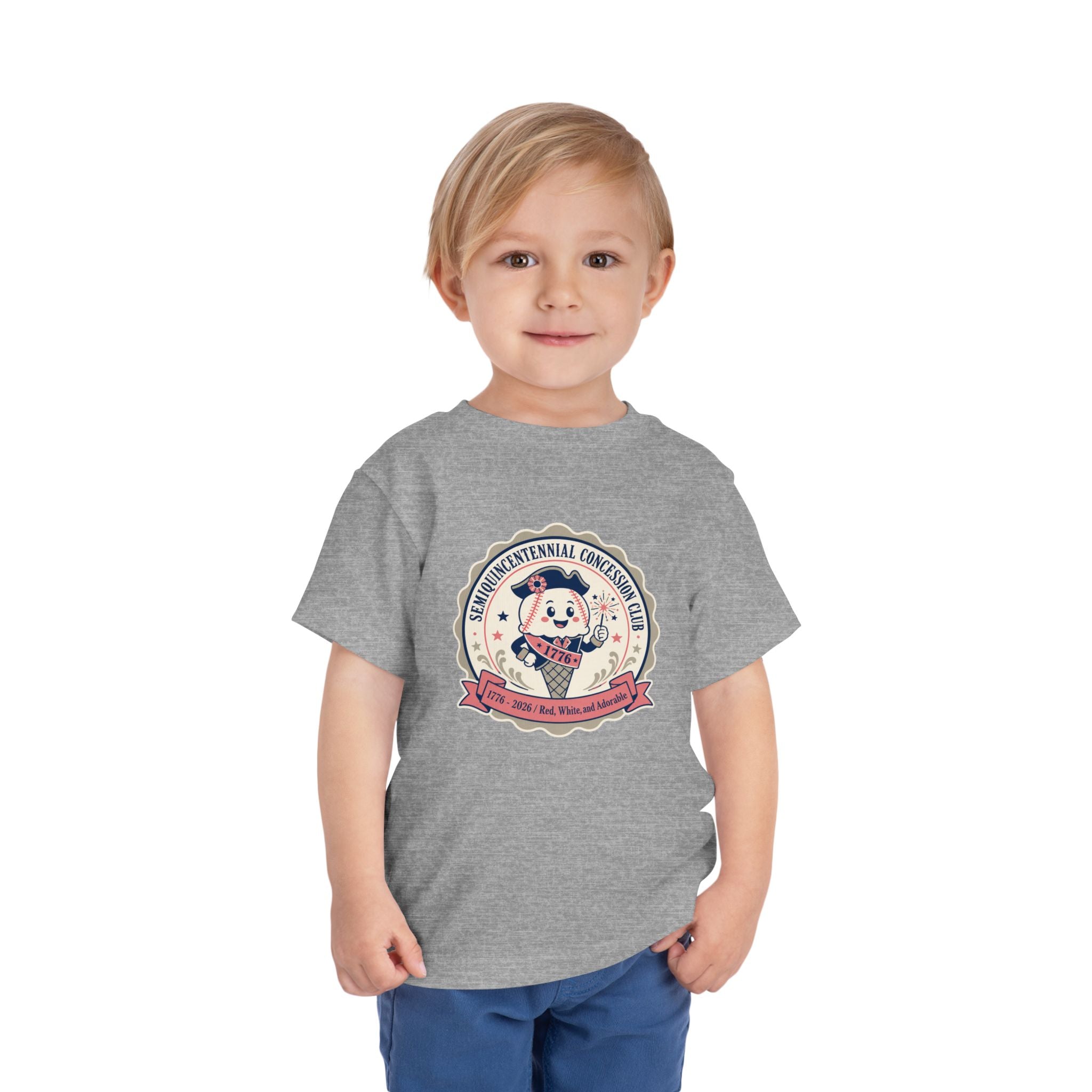 Retro Ice Cream Mascot Toddler Tee – Semiquincentennial Concession Club Kids Shirt (1776–2026)