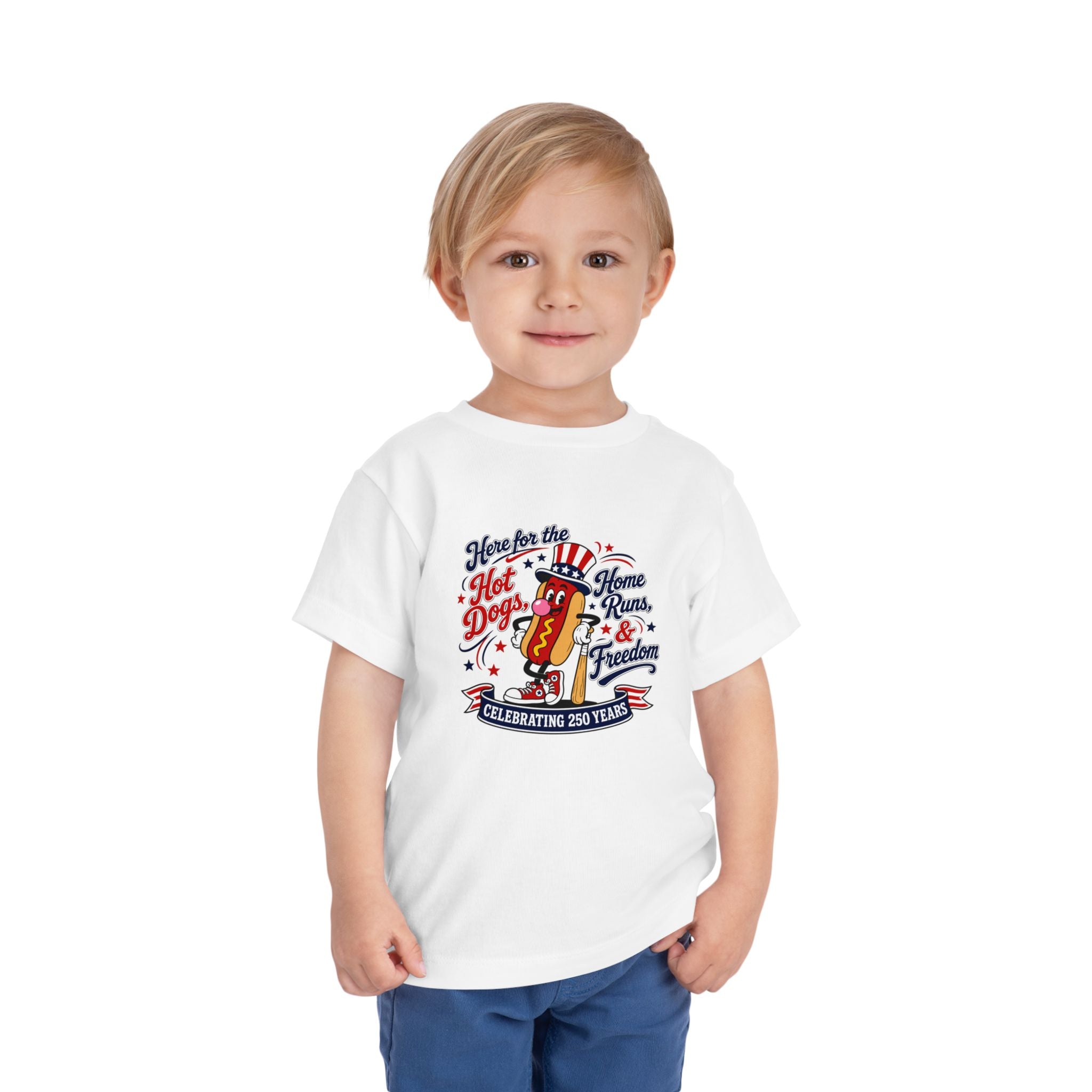 Patriotic 'Here for the Hot Dogs' Toddler Tee — 4th of July Kids Shirt