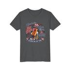 Youth Tee – 'Here for the Hot Dogs, Home Runs & Freedom' Patriotic 4th of July Baseball Shirt