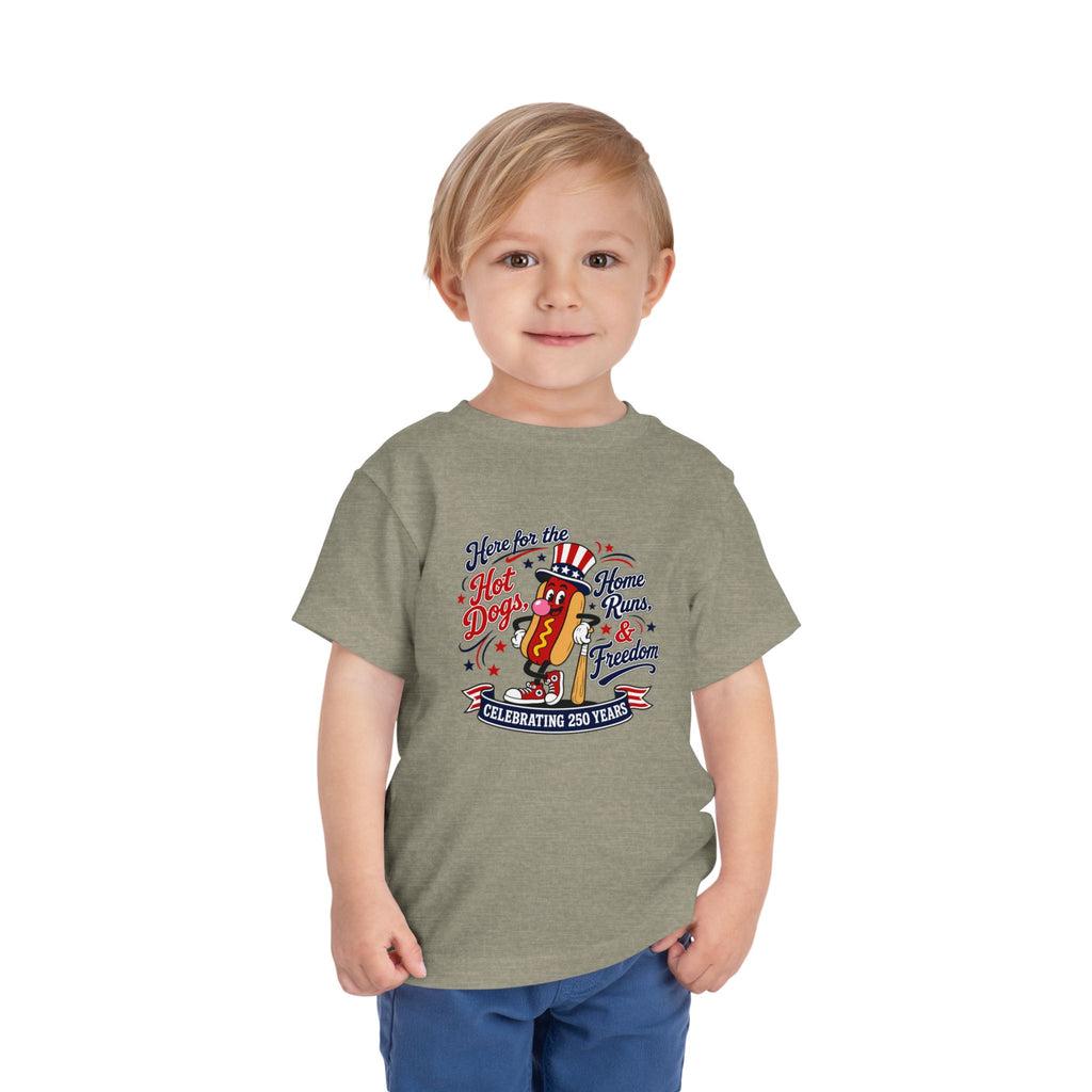 Patriotic 'Here for the Hot Dogs' Toddler Tee — 4th of July Kids Shirt