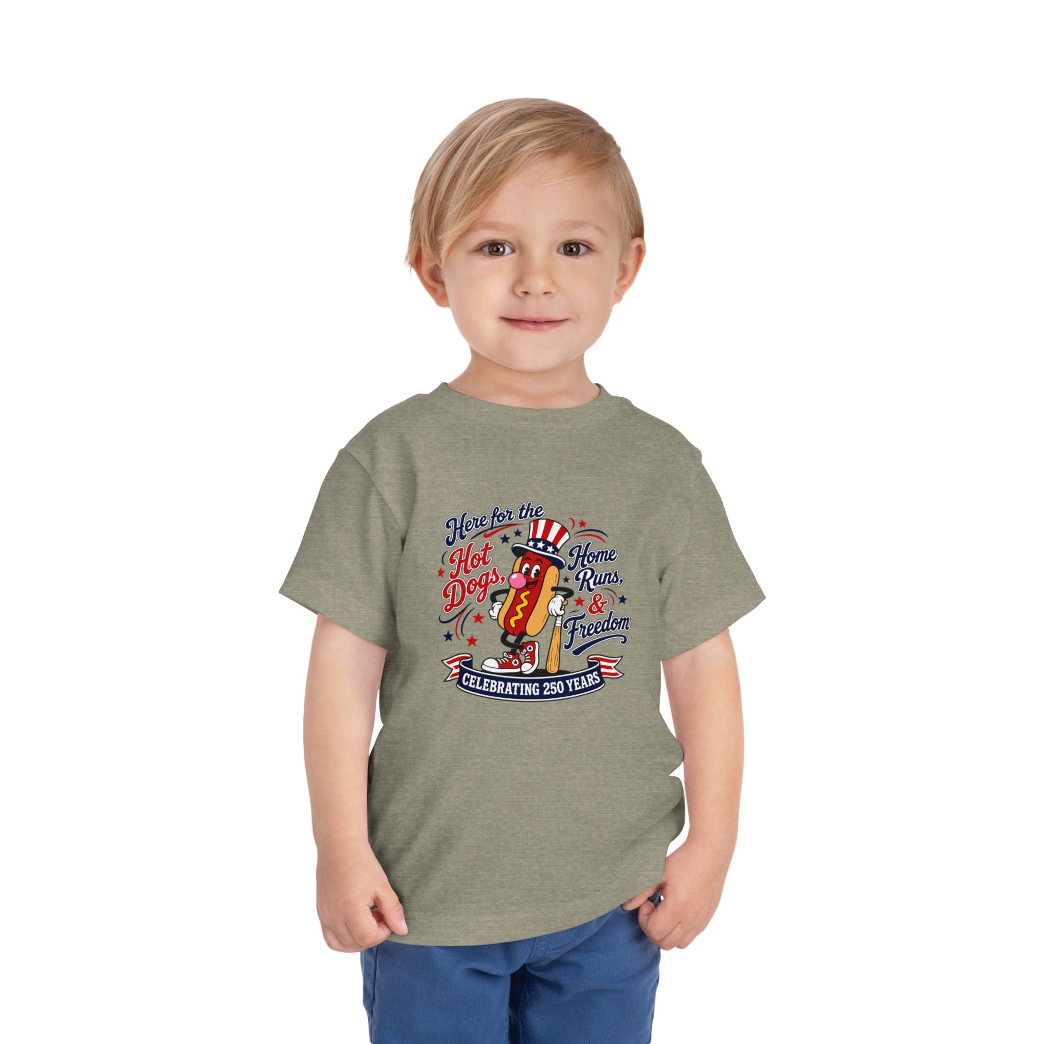 Patriotic 'Here for the Hot Dogs' Toddler Tee — 4th of July Kids Shirt