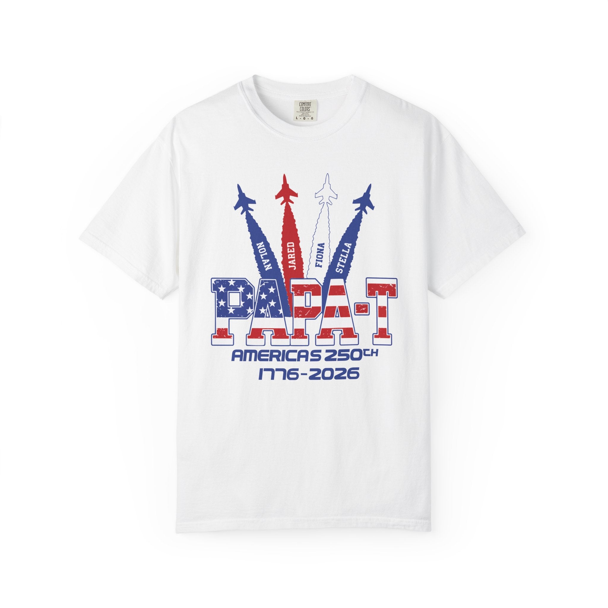 Custom Papa 250th Anniversary T-Shirt — Patriotic Jet Tribute (1776–2026)