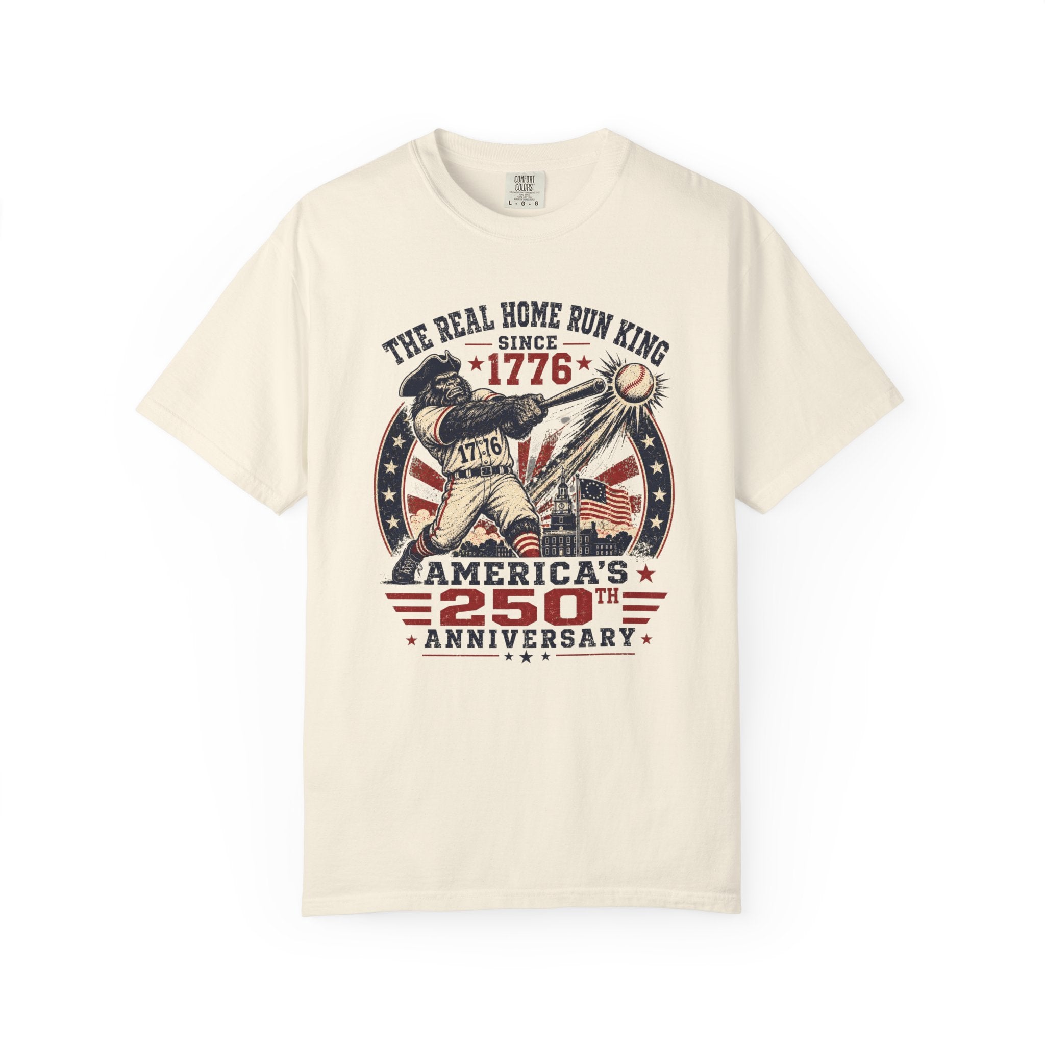 America 250th Anniversary Baseball T-Shirt – "The Real Home Run King Since 1776"