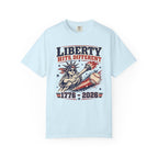 Liberty Hits Different T-Shirt — 1776–2026 Patriotic Statue of Liberty Baseball Tee